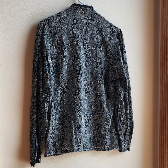 Jaeger Vintage 100% Wool Paisley Button Down Shirt Size Small - Picture 14 of 16